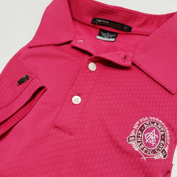 Tiger Woods Nike Drifit Pink Golf Polo 